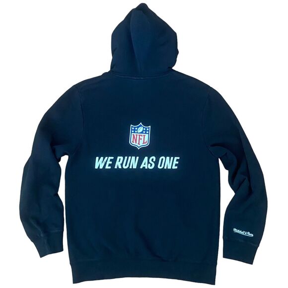 Mitchell & Ness NFL Black Pullover Hoodie Men's Size L Long Sleeve WE RUN AS ONE - Picture 1 of 11